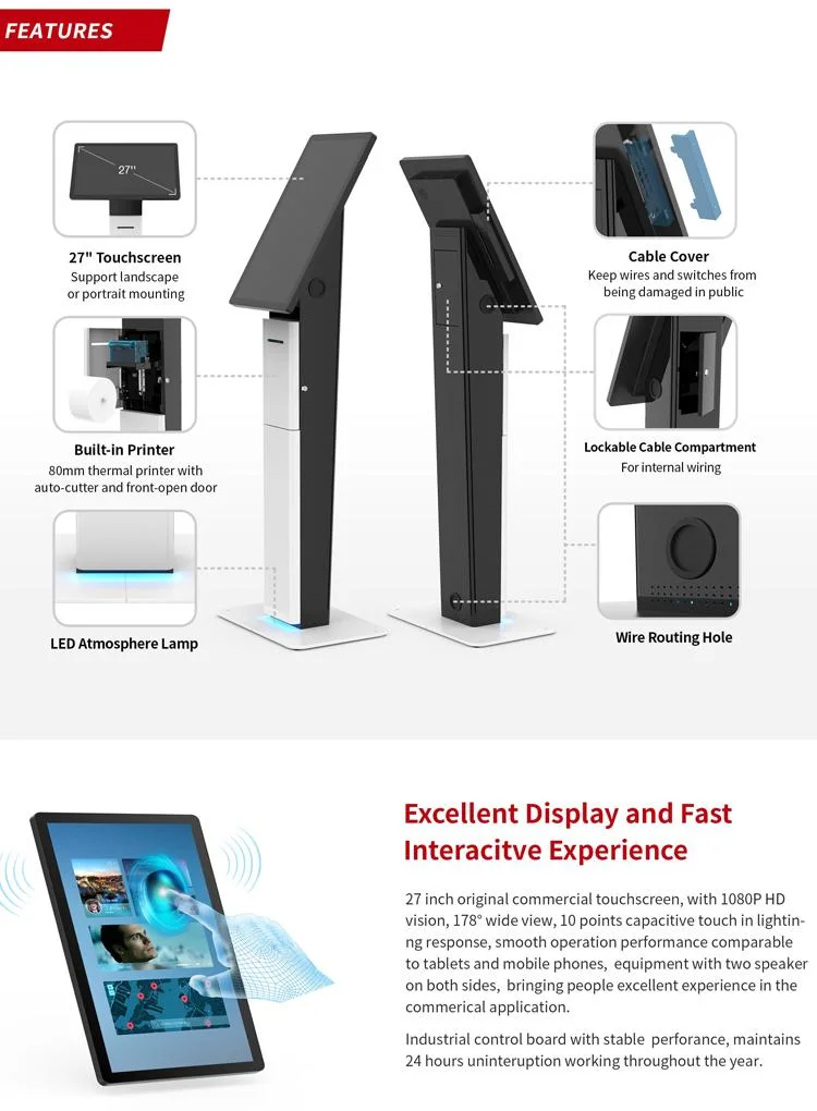 Desktop Self Ordering Payment Kiosk Self Checkout Order Tabletterminal