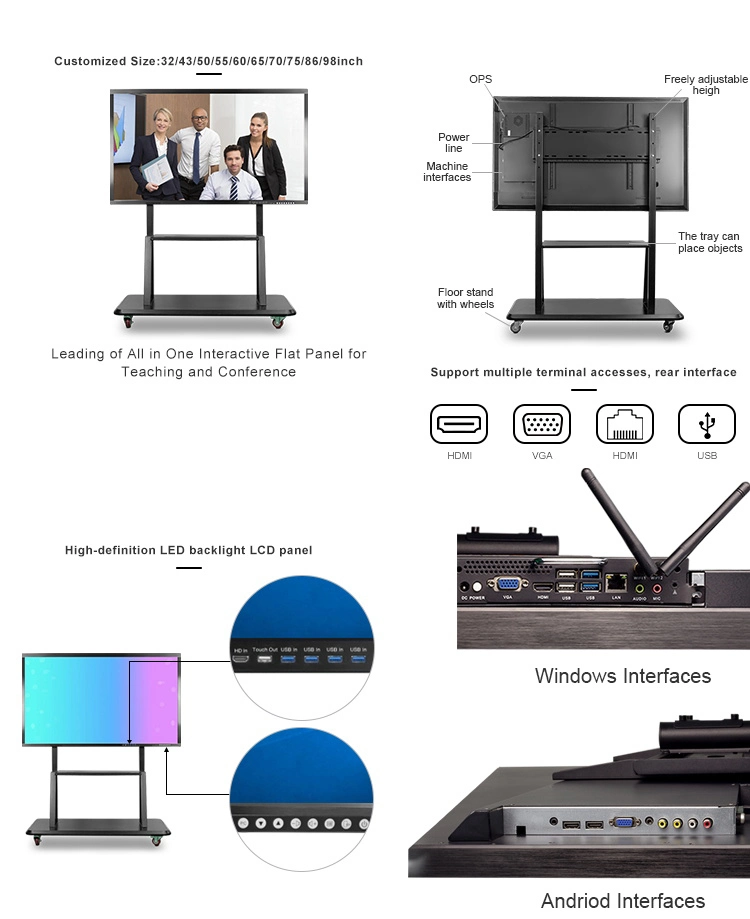 65 Inch Interactive Whiteboard Touch Screen Whiteboard Education Meeting Smart Board