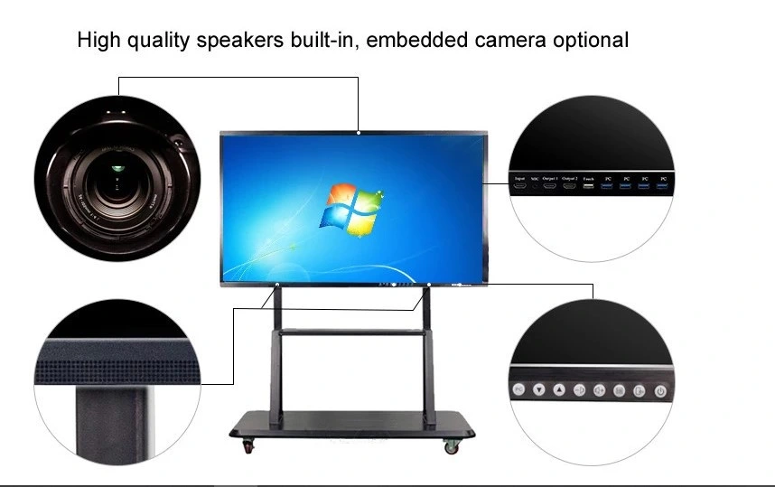 75 Inch Pcap Capacitive 10 Points Touch Dual PC Smart Board Interactive Whiteboard Screen with Android and OPS PC