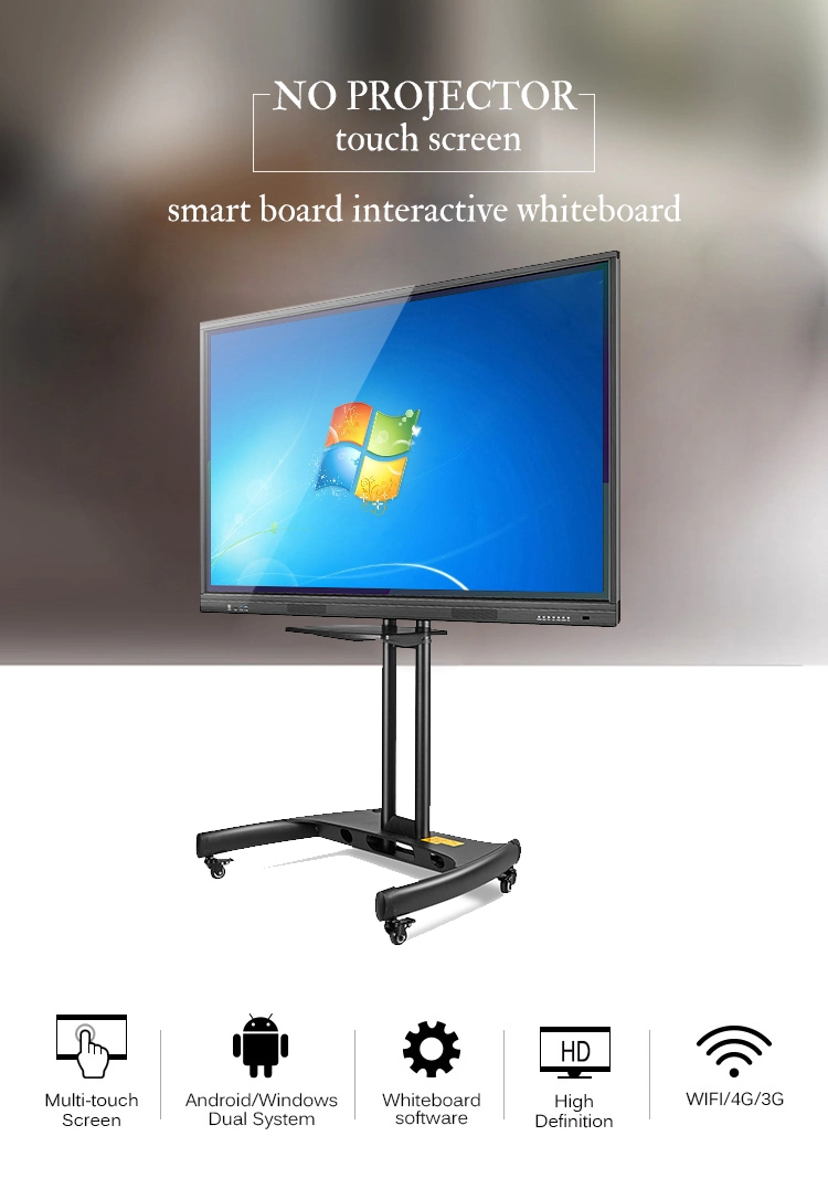 Factory Price Floor Stand 4K Screen Windows 10 Classroom Board Touch Screen 65&quot; Interactive Whiteboard Smart