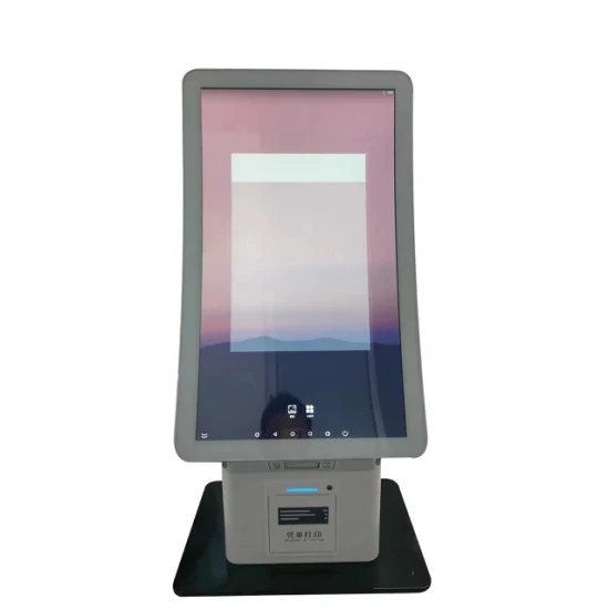 Restaurants Cinema Ticketing Curved Touch Screen Self Service Ordering Kiosk with POS System Handle